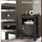 Compact Floor Farmhouse Nightstand with Open Shelf and Cabinet